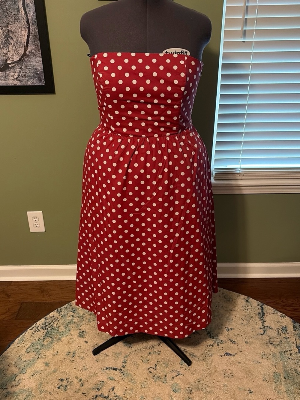 City Chic Red and White Polka Dot Strapless Dress